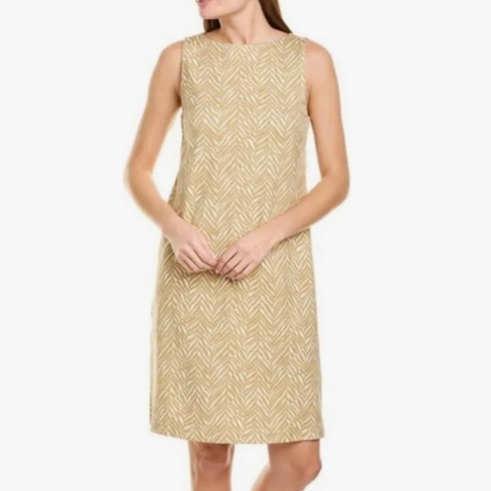 J. McLaughlin Doane Dress Mega Mirror Zebra Print Sleeveless Sand Tan Gold White - Picture 6 of 7